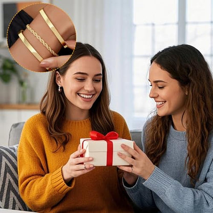 Gold Bracelets for Women, 14K Gold Plated Bangle Cuff Bracelets Stack for Women, Dainty Waterproof Stackable Bracelet Jewelry Gifts