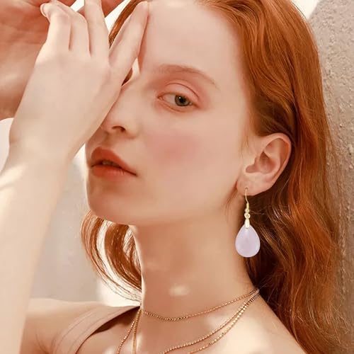 Boho Multiple Style Natural Stone Earrings for Women Unique Healing Gemstone Energy Hypoallergenic Lightweight Dangle Drop Earrings Multiple Styles Earrings Jewelry for Birthday Party Gift - style: Rose Quartz