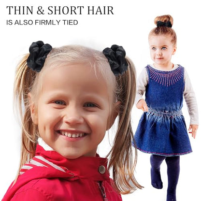 Satin Scrunchies for Women, Girls and Kids 60 Bulk Pack, Black Hair Scrunchie Hair Ties Silk Scrunchy Soft Silky Ponytail Holders for Thick, Curly, Medium, Thin, Fine Hair, No Damage & Non Slip