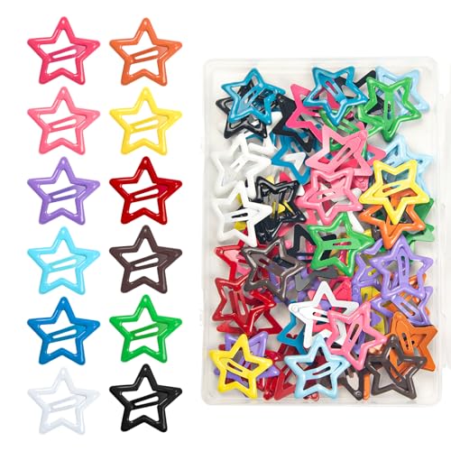64 Pcs Metal Snap Hair Clips for Women,Small Snap Barrettes for Women Girls Thick Fine Hair (Random 12 Colors) - color: Random 12 Colors