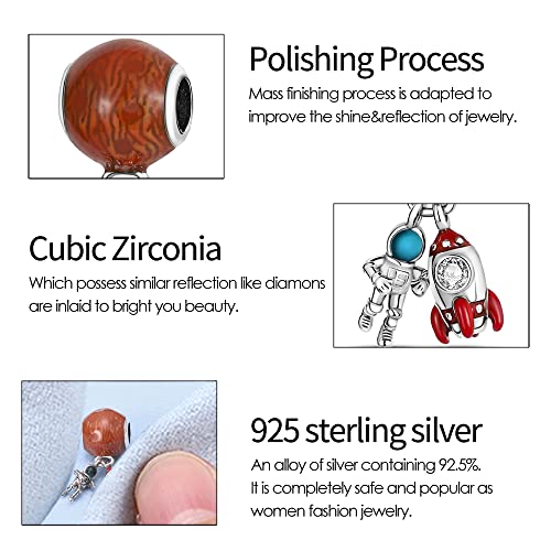 KUNSIR Charms Beads fits Pandora Charm bracelets for Woman 925 Sterling Silver Dangle Pendant Bead Jewelry Beads Gifts Happy Birthday Charms for Women Bracelet&Necklace - style: Aerospace industry Charm