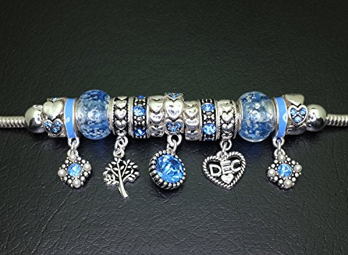 Falari Birthstone Bracelet Multi-Color Charm Beads Silvertone Birthday Gifts for Women - color: 12-December