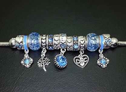 Falari Birthstone Bracelet Multi-Color Charm Beads Silvertone Birthday Gifts for Women - color: 12-December