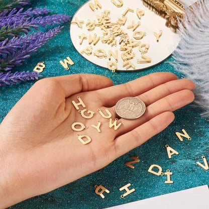 Craftdady Letter Charms Capital Pendants Mixed A-Z Initial Letter Number Charms DIY Bracelet Necklace Pendants for Jewelry Making, Gold, Antique Silver, Platinum - color: Real 18K Gold Plated