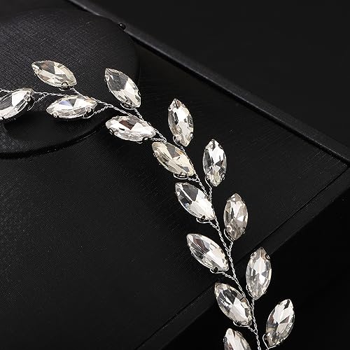 Teyglen Bride Wedding Crystal Hair Vine Silver Full Crystal Headband Bridal Hair Accessories Wedding Headpiece Handmade Rhinestone Hair Piece Headband for Women (Silver) - color: Silver