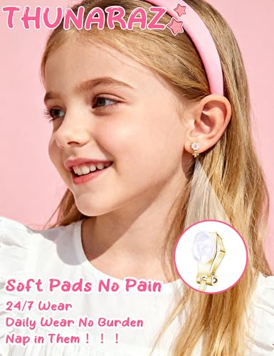 THUNARAZ 10Pairs Clip On Earrings for Women Lightweight Non Pierced Set | Hypoallergenic Gold Stud Earrings,Fake Earrings Set,Cute Pearl CZ Flower Cat Heart,Secure Clip Fit,Extra Soft Silicone Pads - style: goldB