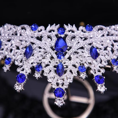 Tiaras and Crowns for Women Crystal Princess Tiaras Rhinestone Queen Crowns For Wedding Bridal Birthday Prom Pageant Party (Tiara 100) - color: Dark Blue
