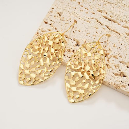 Sylph Large Gold Earrings for Women, Chunky Gold Statement Drop Dangle Earring Maple Leave Ginko Leaf Jewelry Gifts - style: 01 Gold Leaf Earrings-2.1"