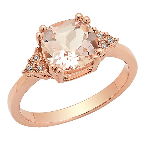 Dazzlingrock Cushion Gemstone Ladies Bridal Engagement Ring | Round White Diamond | 8 MM | 10K Rose Real Solid Gold