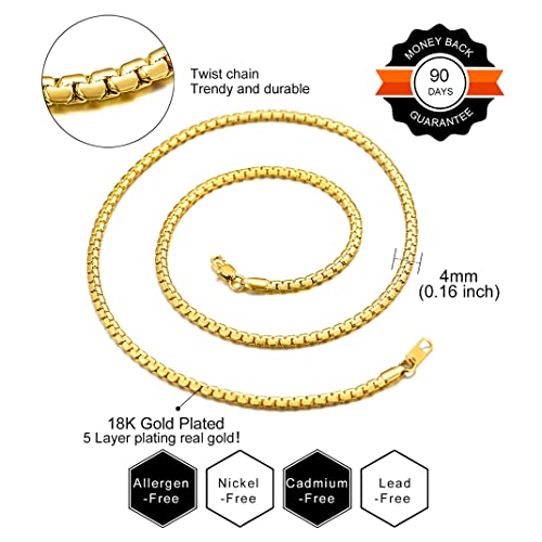GoldChic JEWELRY Chunky Cuban Chains for Men,Stainless Steel Cuban Chain Necklace, Venetian Chain Curb Chain Hip Hop Jewelry,4/6/9/12/14mm Width,14-30 inch Length, Black/Gold Plated/Silver - color: Gold, size: 22"(55cm), style: Venetian Chain-4MM width
