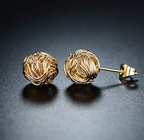 Gold Love Knot Earrings for Women & Girls | Barzel 18K Gold Plated Woven Love Knot Stud Earrings 10mm For Women - Made In Brazil