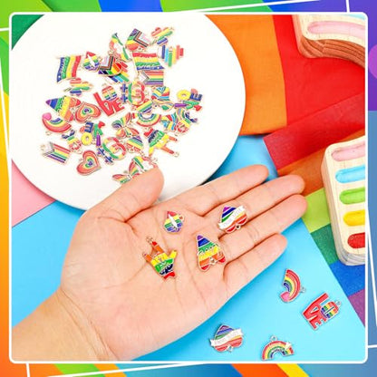 MARFOREVER 40 Pcs/20 Pairs Pride Charms Rainbow Charms for Jewelry Making | Rainbow Gay Enamel LGBT Charms, Colorful Pride Charm Pendants, Bracelet Necklace Earrings Making Crafting, Pride Accessories - style: Pride