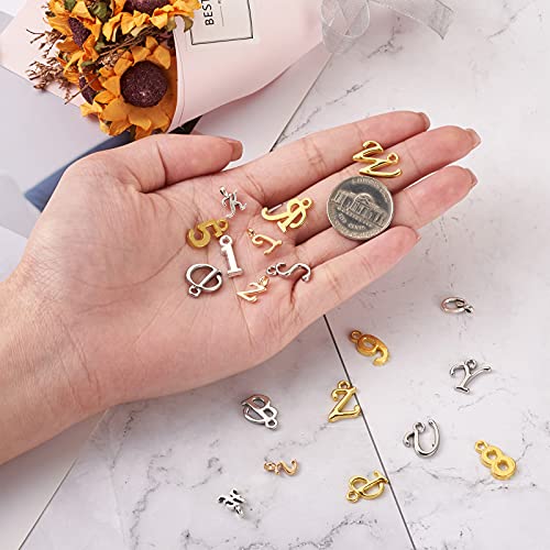 Craftdady Letter Charms Capital Pendants Mixed A-Z Initial Letter Number Charms DIY Bracelet Necklace Pendants for Jewelry Making, Gold, Antique Silver, Platinum - color: Mixed Color, Letter Number
