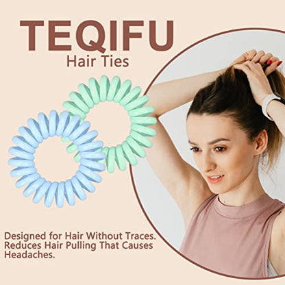 Hair Elastics, 20Pcs No Crease Spiral Hair Ties, Hair Bands Multi Color Waterproof for Women Girls, Hair Accessories - color: Khaki