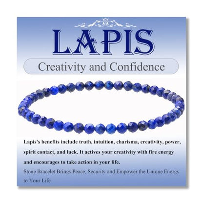 MASSIVE BEADS Natural Genuine Gemstone Beads Healing Crystal Chakra Reiki Jewelry Faceted Round Beads Bracelets 3mm - color: Lapis