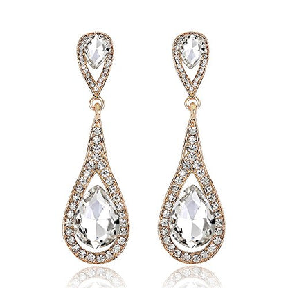 Elegant Crystal Rhinestone Teardrop Chandelier Wedding Bridal Dangle Drop Earrings - style: Style03