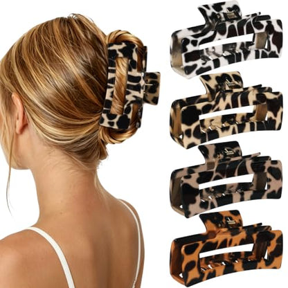 laxizar 4 Pcs Hair Clips 4.1 Inch Claw Clips Leopard Hair Accessories - color: leopard print 1