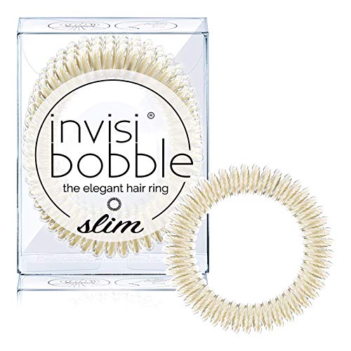 invisibobble SLIM Traceless Spiral Hair Ties - Pack of 3, Stay Gold - Strong Elastic Grip Coil Hair Accessories for Women - No Kink, Non Soaking - Gentle for Girls Teens and Thick Hair - color: Gold