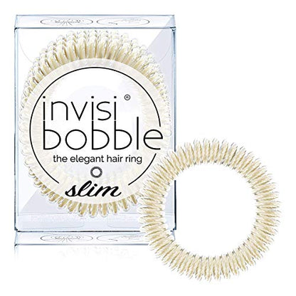 invisibobble SLIM Traceless Spiral Hair Ties - Pack of 3, Stay Gold - Strong Elastic Grip Coil Hair Accessories for Women - No Kink, Non Soaking - Gentle for Girls Teens and Thick Hair - color: Gold