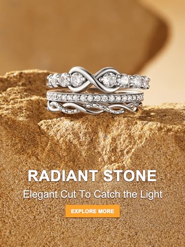 Bestyle Simple S925 Sterling Silver Infinity Rings Cubic Zirconia Rings, Nice Cute BFF Friendship Rings, Dainty Eternity Promise Wedding Bands Perfect Every Day Ring, Size 4-12, Words Engavable - color: 01. Infinity with White Created Diamond