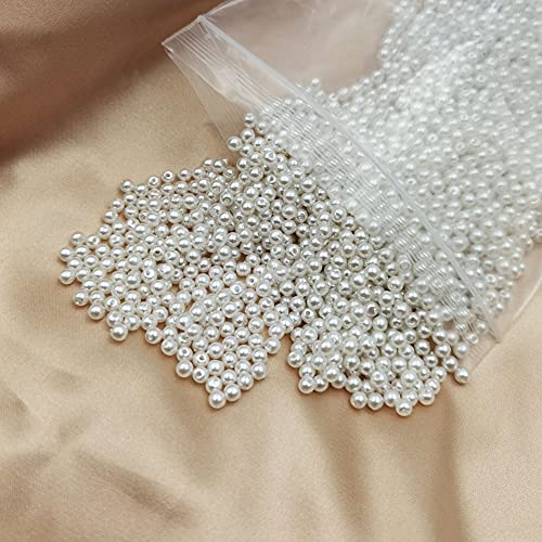 INSPIRELLE 7000pcs 4mm White Art Faux Pearl Beads ABS Round Loose Spacer | for DIY Craft Necklaces Bracelets Jewelry Making - color: White, size: 4mm