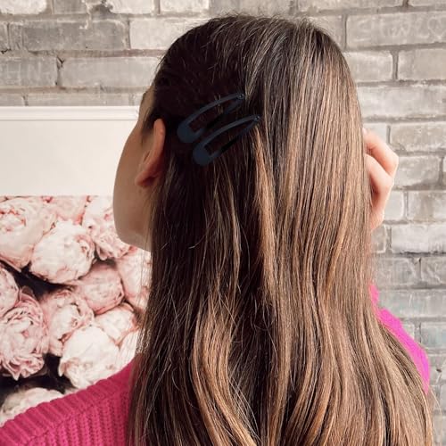 48 PCS Small Metal Barrettes For Women Non Slip Water Drop Snap Clips For Thick Thin Fine Hair Classic Accessories,Black,1.97 x 0.5 In - color: Black