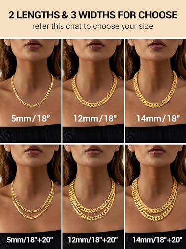 PROSTEEL Chunky Cuban Link Curb Chain Necklace for Women Men, Stainless Steel Choker Thick Trendy Statement Hip Hop Miami Cuban Chain Jewelry Gifts Unisex Size,5/12/14mm Widths,18"/20" - color: 5mm-Gold, size: 20inches
