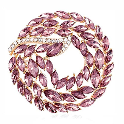 Brooch Pins for Women Girls Fashion Flower Crystal Rhinestone Pearl Jewelry - color: purple