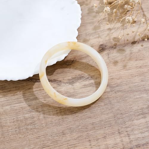 Chunky Acrylic Bangles Bracelets For Women Geometric Acrylic Resin Acetate Mottled Wide Bangle Bracelet Statement Colorful Bangles for Party - color: Cream Acrylic resin Bracelet