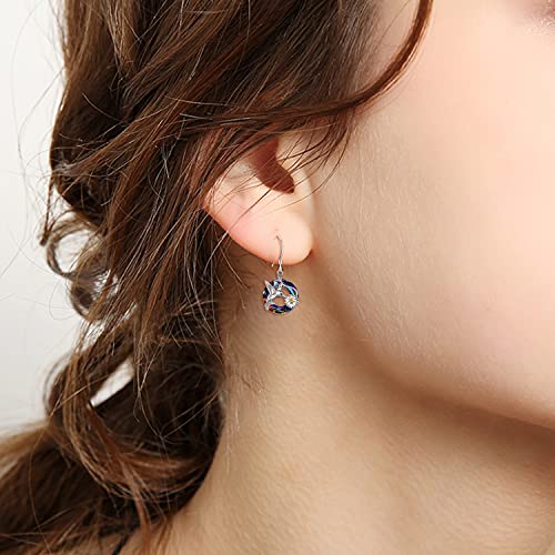 POPLYKE Dragonfly Butterfly Hummingbird Sunflower Earrings 925 Sterling Silver Abalone Shell Moonstone Leverback Earrings Jewelry - style: Hummingbird Crystal