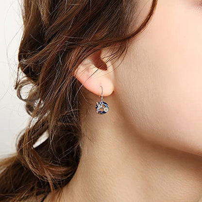 POPLYKE Dragonfly Butterfly Hummingbird Sunflower Earrings 925 Sterling Silver Abalone Shell Moonstone Leverback Earrings Jewelry - style: Hummingbird Crystal