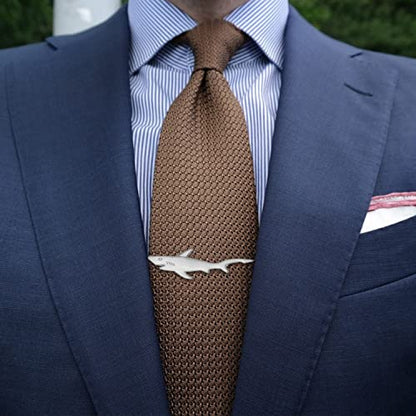 HAWSON 2 inch/ 2.2 inch Tie Clip for Men, Novelty Tie Bar Clip for Men and Boys, Interesting Tie Clip for Party - color: Brush Silver Shark