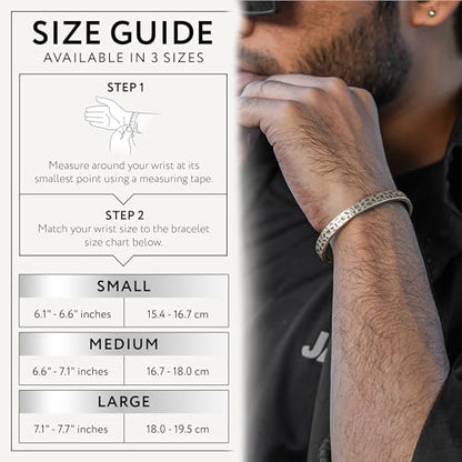 Cuff Bracelet for Men Premium Stainless Steel Mens Bangle Bracelets Silver Cuff Bracelet Waterproof & Non-Tarnish Minimal Western Bracelet - color: Hammered, size: Large