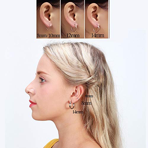 316L Surgical Stainless Steel Huggie Hoop Earrings 6mm 8mm 10mm 11mm 12mm 14mm Hypoallergenic Earrings Hoop Cartilage Helix Lobes Hinged Sleeper Earrings For Men Women - style: B04: 8mm Rose Gold(THK 2.0mm)