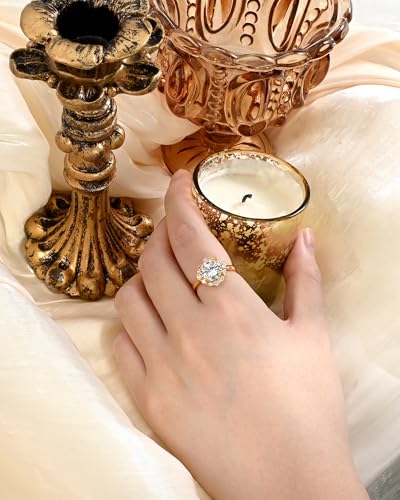 14k Gold Plated Big Round Statement Crystal Knuckle Thin Engagement Wedding Cubic Zirconia Rings for Women