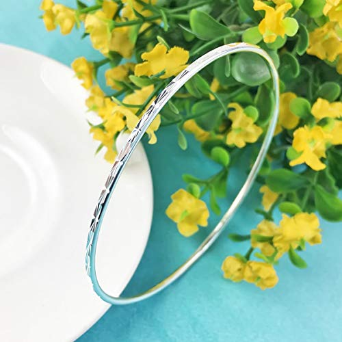 925 Sterling Silver Bangle Bracelet Bangles for Women/Girls | Bangle Bracelets for Women | 925 Sterling Silver Bracelets for Women | Dainty Bracelets - size: 6.7CM, style: Carved Bangle