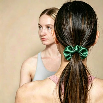 Silk Hair Ties Ponytail Holder Hairs Bow Ropes Elastics Hairtie Accessories Wide 0.8inch on Hair No Damage No Crease for Women Curly Thick Wavy Hair(30Pcs Emerald Green) - color: Emerald Green