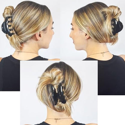 Camila Paris CP2385 French Hair Clips for Women, 3.5" Large Claw Clip Strong Hold All Day, Girl Large Claw Clips for Thick Hair, No Damage No Slip Flat Clip for Women. Made in France - color: Black