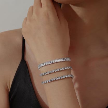 2PCS Handmade Bracelet Protection Gifts, String Adjustable Amulet Bracelet, Powerful Bracelet for Good Luck, Red Braided Bracelet for Women Mother Daughter Couples Sisters Friends - color: Silver-3 Layered Cubic Zirconia Bracelets-B