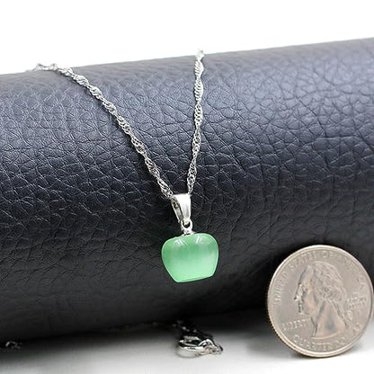 Uloveido Apple Necklace and Earrings Set for Women Cute Apple Jewelry Set for Teacher Mom YL007 - color: Light Green