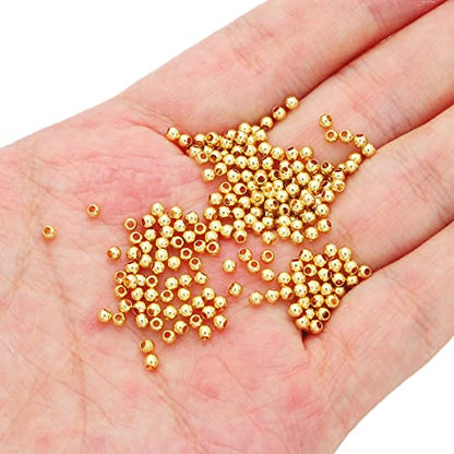 14K Gold Plated Round Spacer Beads 2.5mm 500pcs for Jewelry Making Findings Non Tarnish - color: 14K Gold, size: 2.5mm