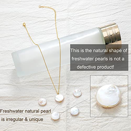 Tewiky Pendant Necklace for Women 14k Gold Plated Chain Choker Necklaces | Dainty Necklaces,Aesthetic Simple Necklace,Jewelry Gifts for Women - color: ciecle pearl gold