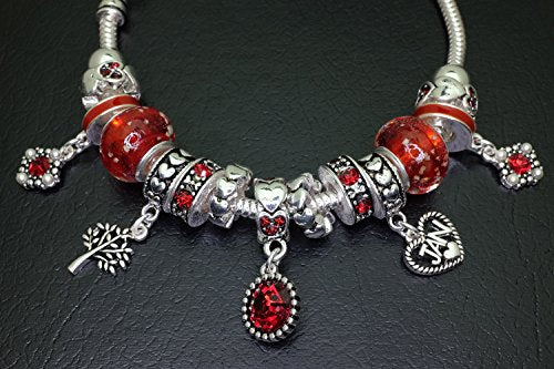 Falari Birthstone Bracelet Multi-Color Charm Beads Silvertone Birthday Gifts for Women - color: 01-January