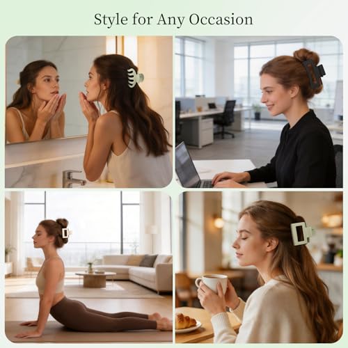 Small Medium Claw Clips for Women, 3 Styles Hair Clips for Thick and Thin Hair, Non-slip Strong Hold, 12 Pcs (White,Green,Brown,Black) - color: White,Green,Brown,Black