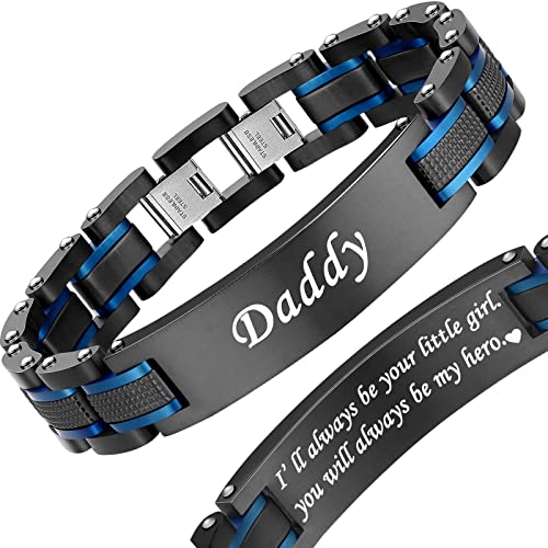 Holizaly Men's Stainless Steel Two Tone Square Link Bracelet, Black and Blue Ion Plated Black - color: blue-black 6