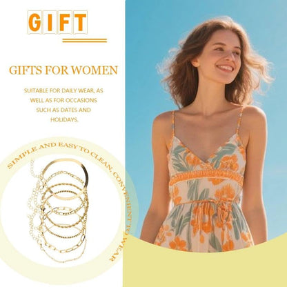 Gold Bracelets for Women Stackable Herringbone Chain Paperclip Link Satellite Tennis Chain Bracelet Adjustable Twisted Rope Link Layer Bracelets Set for Women Fashion Gold Jewelry Gifts