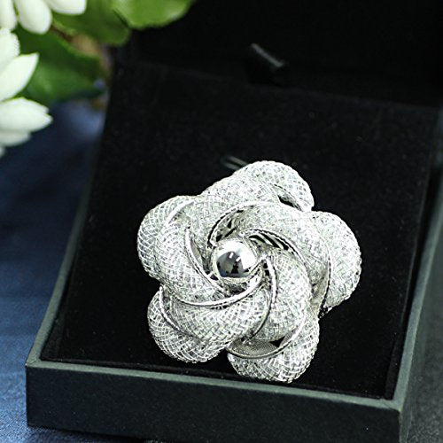 Brooches Fashionable and Refined Hollow-Out Breastpin for Girls Ladies and Women | Clothes Pin | Brooches and Pins for Women | Daisy Pin | Ladies Jewelry | Flower Brooch - color: White