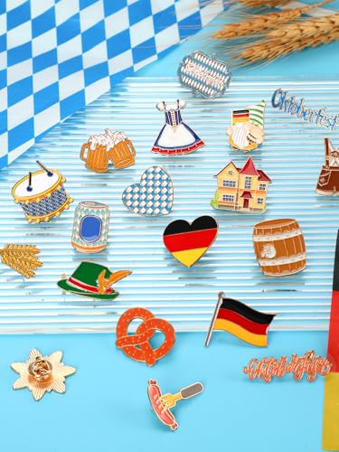JUNEBRUSHS 28pcs Oktoberfest Buttons Pins, Bavarian Style Badges for Oktoberfest Party Adults Autism Awareness Party Gift Supplies Clothes Decor Accessories - style: Oktoberfest Style