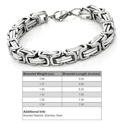 Kim Carrey Stainless Steel Bicycle Chain Bracelet for Men, 8mm Wide, Lobster Clasp, Color-Fast, Cool Durable Jewelry Gift for Him