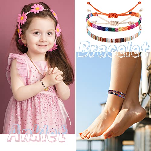 Florideco 24 Pcs Boho Surfer Bracelet Anklet Adjustable Beaded Anklets Handmade Braided Bracelet Colorful Anklet Summer String Rope Ankle Bracelets Waterproof Surfer Beach Bracelet Boho Jewelry for Women Men - color: Boho Style